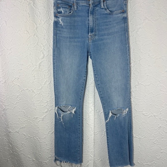 Mother the insider crop Step fray Distressed Light Blue Jeans - Picture 2 of 16